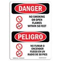 Signmission Safety Sign, OSHA Danger, 24" Height, Aluminum, No Smoking Or Open Flames 50 Feet Spanish OS-DS-A-1824-VS-1477